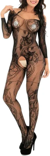Body de malla para mujer, sin entrepierna, sexy, de malla, cuerpo completo, babydoll, babydoll de peluche, bodycon, lencería