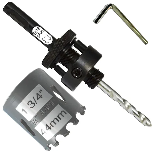 Miniatura 24 de Sierra de agujero HSS con mandril piloto de 2 piezas de alta velocidad para perforar madera y acero, broca de 1/4" de diámetro y eje, broca piloto