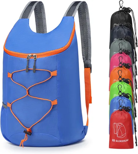 Miniatura 12 de Mochila plegable ligera para senderismo, 20 litros, para acampar, ciclismo, al aire libre, color negro