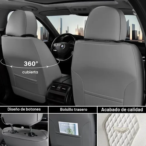 Miniatura 5 de Coverado Fundas de asiento, juego completo de fundas de asiento de automóvil, funda blanca para asiento de automóvil, cojín de asiento de automóvil
