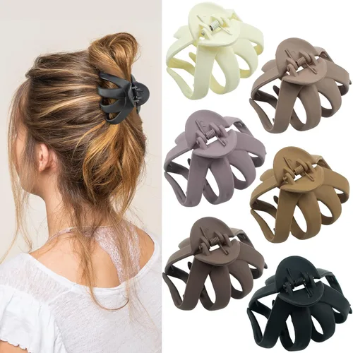 Miniatura 8 de Pinzas para cabello medianas mate de 2.8 para cabello fino, sujeción fuerte de 90°, antideslizantes, neutras, tipo pulpo jumbo, accesorios