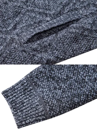 Miniatura 38 de VtuAOL Suéteres tipo cárdigan para hombre, con cremallera completa, cuello alto, cárdigan de punto casual con bolsillos