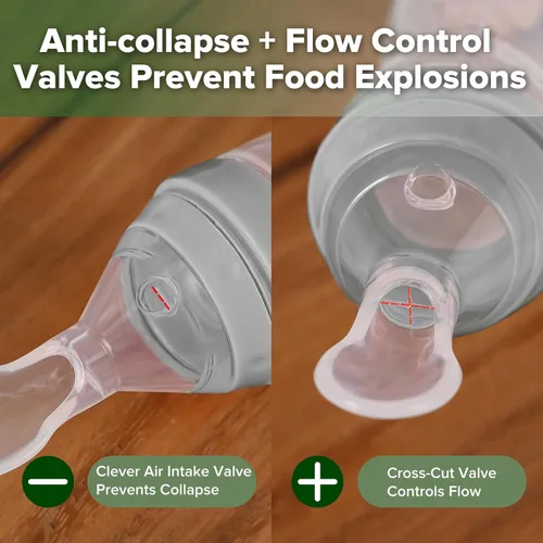Miniatura 5 de Haakaa Comedero de silicona para bebés de 4 onzas, alimentador de cereales para bebés, alimentador de alimentos frescos para bebés, botella de Gris