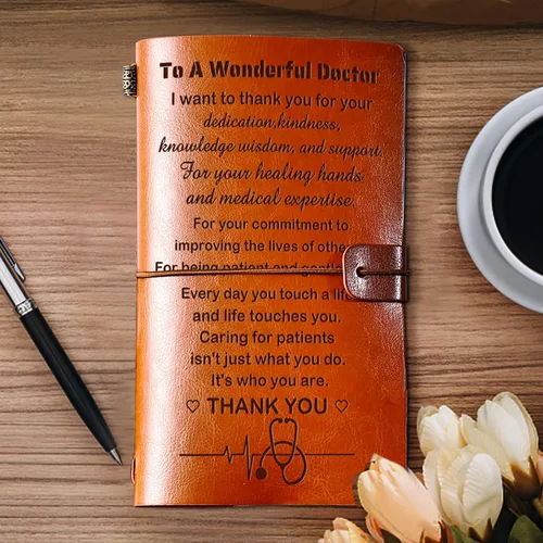Miniatura 2 de Skexiod Regalos únicos de doctor para hombres y mujeres - Diario de cuero rellenable de 140 páginas para un doctor maravilloso, regalos