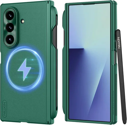 Miniatura 11 de Nillkin Funda para Samsung Galaxy Z Fold 7 con soporte para S Pen (compatible con MagSafe), protección de bisagra, protector de pantalla HD, textura