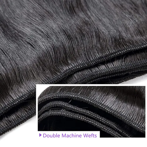 Miniatura 4 de 3 manojos de cabello humano brasileño lacio ondulado grado 10A, cabello virgen Remy sin procesar, 24, 26, 28 pulgadas, paquetes de cabello lacio