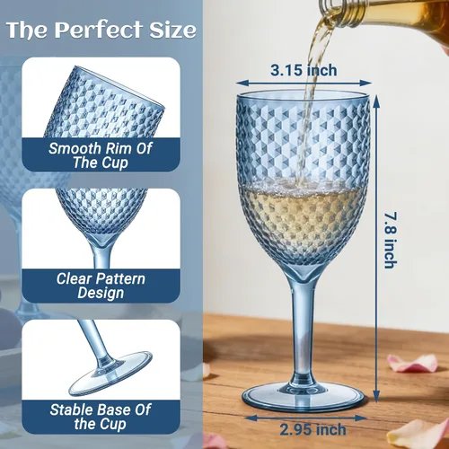 Miniatura 2 de 24PCS Copas de vino azul cristal plástico