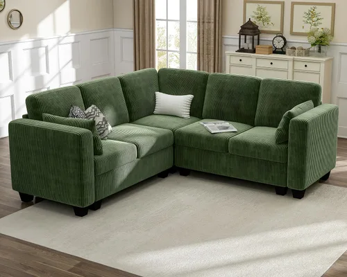 Miniatura 17 de CHIC HOUSE Modular Sectional Sofa with Storage Ottomans, Corduroy Cloud Couch for Small Spaces & Apartments, Reconfigurable L/U Shaped Convertible