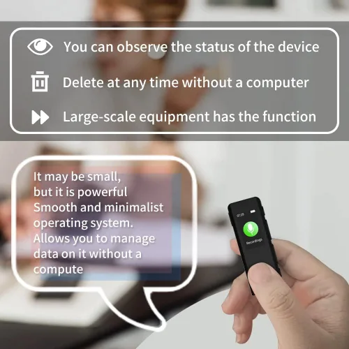 Miniatura 6 de Grabadora Lavalier de 64GB - Grabadora de voz digital con reproducción ideal para reuniones/conferencias/entrevistas, grabadora mini portátil