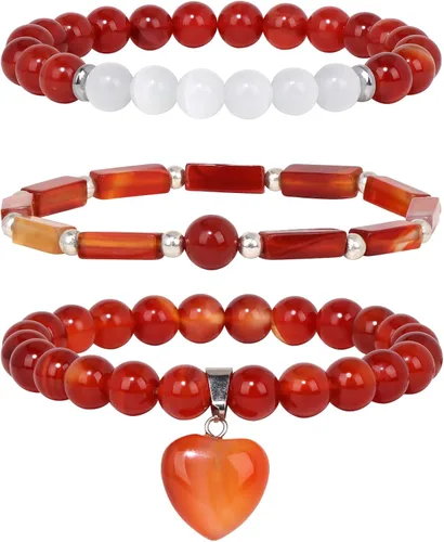 Vinswet Pulseras de cuentas de cristal curativo para mujer, pulsera de piedras preciosas de piedra lunar de amatista natural, para aliviar la