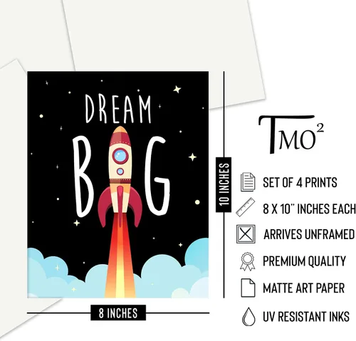 Miniatura 5 de TnT Prints Arte de pared espacial para niños, carteles del sistema solar para niños, carteles para habitación de niños o niñas, juego de 4 sin marco