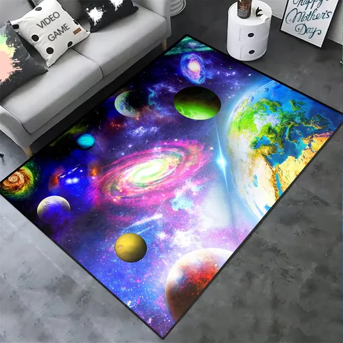 Miniatura 19 de Alfombra espacial para habitación de niños, alfombra de galaxia para niños, alfombras espaciales para dormitorio de niños, decoración