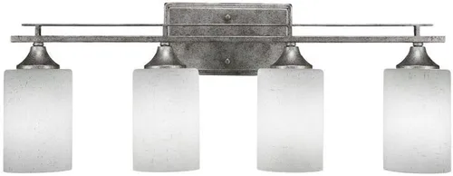 Miniatura 9 de Uptowne - Barra de baño 4 ligeras, acabado plateado envejecido, vidrio cuadrado de 3.5 pulgadas con forma de remolino de ónix