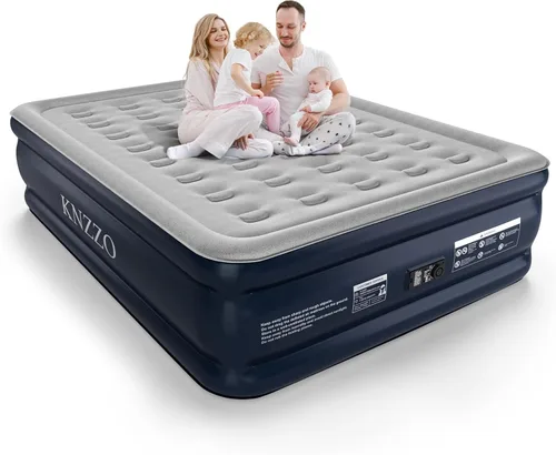 Miniatura 14 de Colchón de aire KNZZO tamaño full con bomba incorporada, colchón hinchable con parte superior suave y vellosa, colchón inflable a prueba de fugas