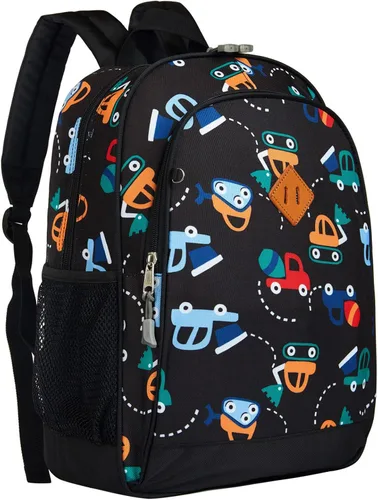 Miniatura 2 de JinBeryl Mochila para niños pequeños de 15 pulgadas, mochila para niños preescolares o jardín de infantes, con correa para el pecho, Caricatura