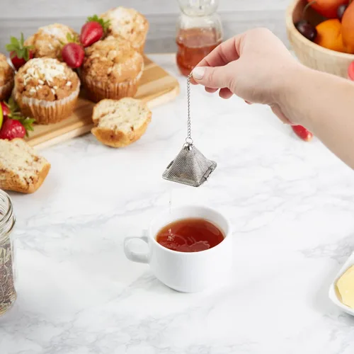 Miniatura 2 de RSVP International Endurance Collection - Bola infusora de té de hojas sueltas de malla, acero inoxidable 18/8 y apta para lavavajillas, pirámide