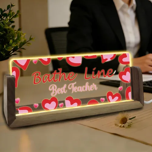 Miniatura 11 de Placa de nombre de escritorio personalizada con logotipo, placa acrílica iluminada personalizada para escritorio, regalos de oficina personalizados