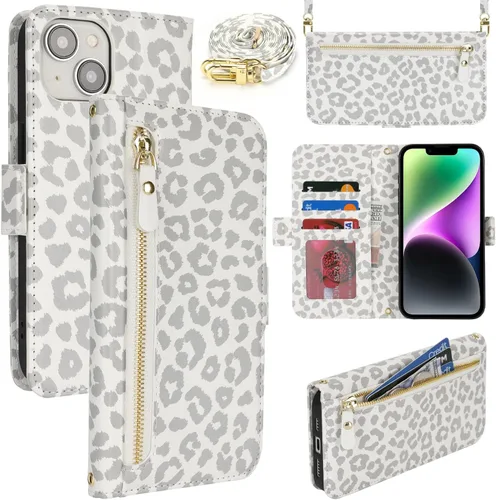 Miniatura 24 de Lipvina Funda tipo cartera para iPhone 12 Pro Max / 13 Pro Max para mujeres, bolsillo con cremallera, funda de teléfono de cuero PU con soporte