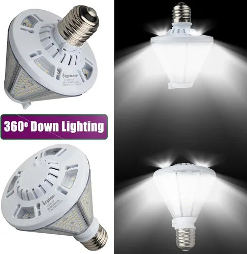 Miniatura 5 de dephen Bombilla LED de mazorca de maíz de 50 W, cono triangular de 6500 lúmenes, luz superior de poste base E26, reemplazo de halogenuros metálicos
