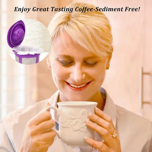 Miniatura 6 de Delibru K Cup - Filtros de papel desechables, paquete de 100 unidades, se adaptan a todas las cápsulas de café reutilizables, filtros de café