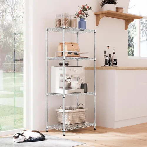 Miniatura 6 de IZEUK Estantes de almacenamiento de metal cromado de 4 niveles, organizador de estantería de alambre ajustable para cocina, baño, hogar, 1000 Cromo
