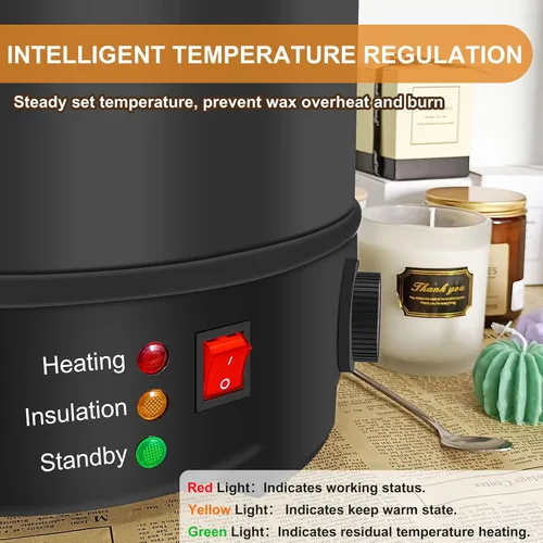 Miniatura 8 de Leerie L10 - Kit de olla de fusión de cera eléctrica extra grande para hacer velas, 20 libras para hacer velas, con núcleo de calefacción, boquilla