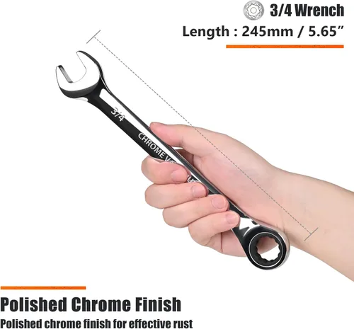 Miniatura 3 de Egofine Llave combinada de trinquete de 3/4 pulgadas SAE, llave de engranajes de grado industrial con diseño de 12 puntos, trinquete de 72 dientes