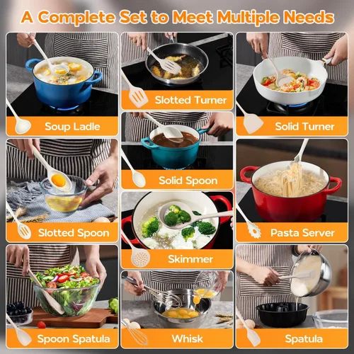 Miniatura 7 de Onader Juego de utensilios de cocina de 10 piezas, utensilios de cocina de silicona no tóxicos, resistentes al calor y aptos para utensilios de 2