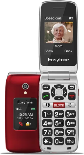 Miniatura 2 de Easyfone Prime-A1 Pro - Teléfono celular 4G Flip desbloqueado para personas mayores, fácil de usar, botones grandes, sonido claro, botón SOS y Rojo