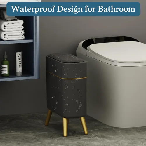 Miniatura 4 de LALASTAR Basurero automático de baño con tapa, sensor de movimiento para inodoro, cesta de basura inteligente delgada para cocina, sala de estar