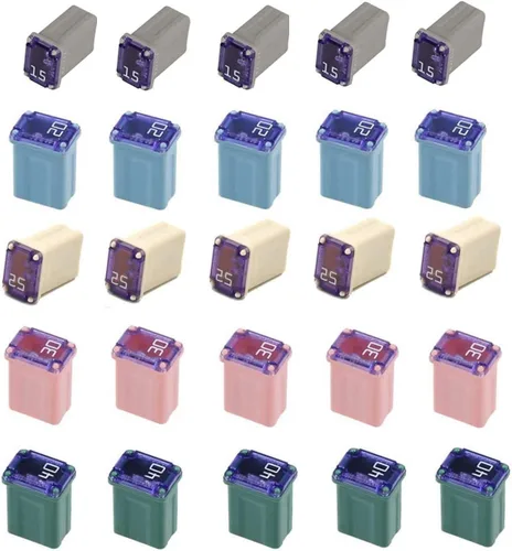TAITONG Paquete de 25 fusibles de microcartucho multicolor, 15-40 amperios, tipo MCASE para automóviles, SUV y camiones