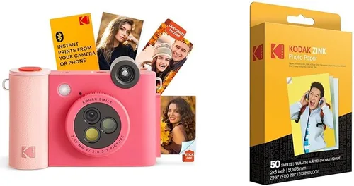 Miniatura 12 de Kodak Smile+ Paquete de regalo para cámara e impresora digital instantánea 2 en 1 + estuche + papel fotográfico Zink 2 x 3 con parte trasera Rojo