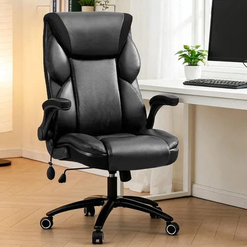 Miniatura 10 de Silla ergonómica de oficina para juegos, cómoda, silla de escritorio de cuero transpirable con soporte lumbar y soporte para la espalda, cómoda Beige