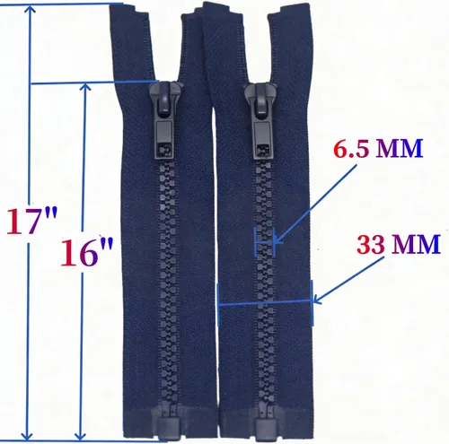 Miniatura 2 de MebuZip 2 cremalleras separadoras #5 de 16 pulgadas de plástico moldeado en resina, cremalleras a granel para coser abrigos, chaquetas y ropa