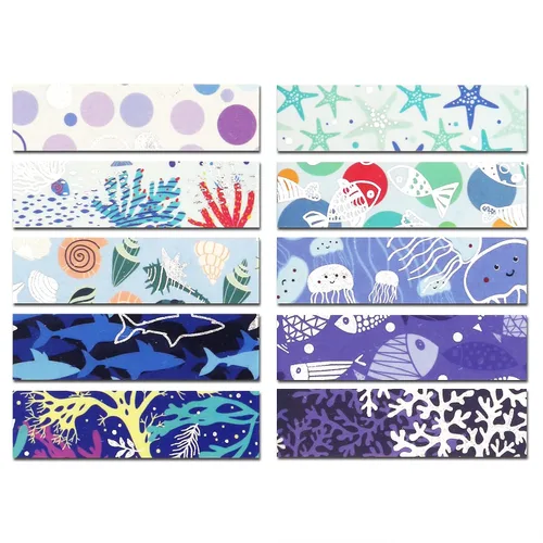 Miniatura 3 de Juego de 10 rollos de cinta washi azul océano, con impresión de lámina plateada, cintas de enmascarar decorativas para artes, manualidades DIY