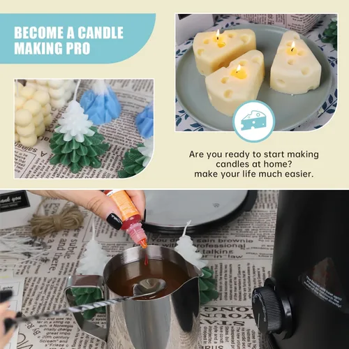 Miniatura 8 de TOAUTO Derretidor de cera para hacer velas, horno de fusión de cera grande con boquilla de vertido rápido y control de temperatura, capacidad de 10