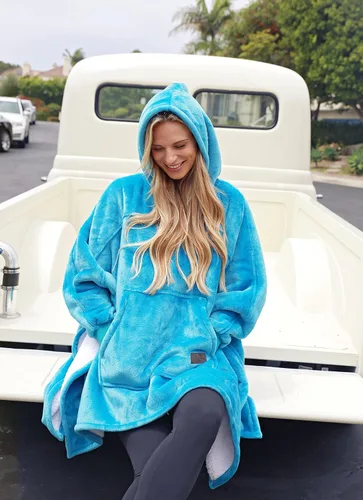 Miniatura 7 de Tirrinia Manta con capucha de gran tamaño, sudadera con manga de murciélago, acogedora manta Sherpa enorme regalo para mujeres adultas