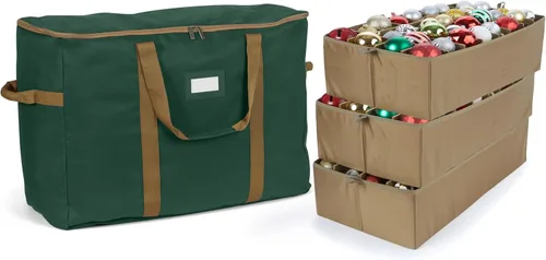 Miniatura 34 de Covermates Keepsakes Bolsa de almacenamiento ajustable para adornos, poliéster resistente, separadores acolchados y bandejas FlexGrid, organizador