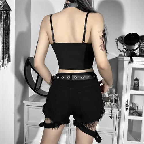 Miniatura 18 de Camisetas sin mangas góticas para mujer, camisola gótica Y2k