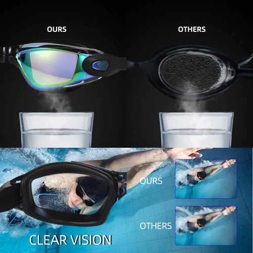 Miniatura 3 de Gafas de natación Juego de gorras de natación gafas de natación de silicona para adultos con gafas antivaho para nadar Colorido