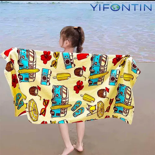 Miniatura 8 de Toalla de playa para niños, manta de rizo de terciopelo, 100% algodón, súper suave, absorbente, 25.5 x 51 pulgadas, para baño, natación, deportes