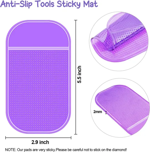 Miniatura 6 de 6 alfombrillas adhesivas antideslizantes para pintura de arte con diamantes, almohadilla de gel universal antideslizante de 5.5 x 2.9 pulgadas