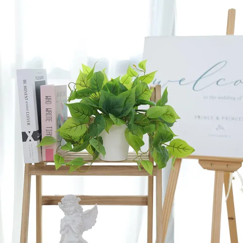 Miniatura 6 de CEWOR Plantas Artificiales Pothos Falso con Maceta de Plástico Planta Artificial en Maceta para Hogar Oficina Dormitorio Decoración