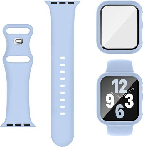 Miniatura 17 de Adorique 3-en-1 compatible con Apple Watch Band de 40 mm, 41 mm, 42 mm, 44 mm, 45 mm, 46 mm, correa deportiva de silicona suave para iWatch Series