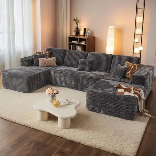 Miniatura 74 de HOOOWOOO Cloud - Sofás seccionales para sala de estar, sofá modular sin montaje, 136 x 133 pulgadas, juego de sofá grande en forma de G de pana