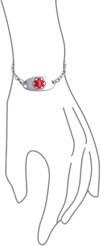 Miniatura 3 de Pulsera personalizable de identificación de alerta médica con identificación de alerta médica para mujer, acero inoxidable, 7.5 pulgadas