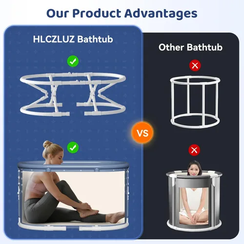 Miniatura 6 de Bañera portátil, bañera plegable sin instalación, bañeras de ducha independientes con cojín, bañera de hidromasaje plegable, bañera de agua caliente