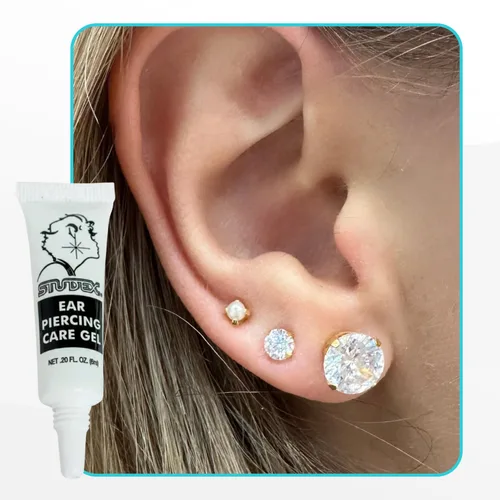 Miniatura 3 de Studex Gel para el cuidado de los piercings de oído – Gel de cuidado posterior con extracto de aloe calmante para proteger la piel y promover