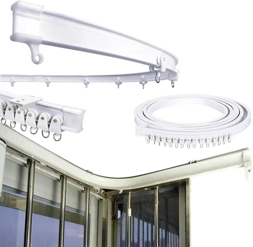 Super More Techo de cortina flexible de 16.5 pies, montaje recto, curvado, instalación para ventanas y divisores de habitación, 16.4 ft, color blanco