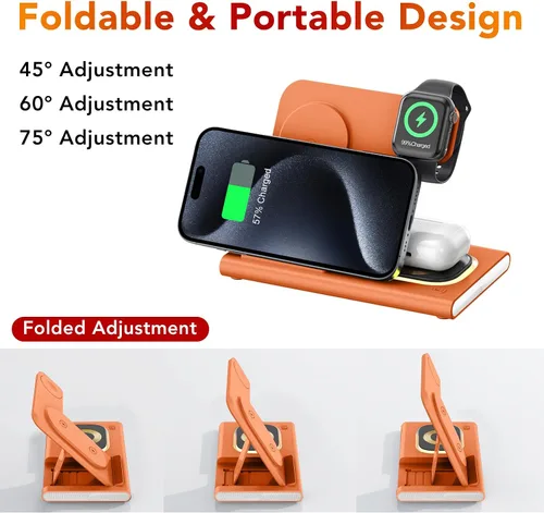 Miniatura 25 de Estación de carga 3 en 1 para iPhone 17 - Cargador inalámbrico para productos Apple para iPhone 17 16 15 14 13 12 11 Pro Max - Estación de carga Azul